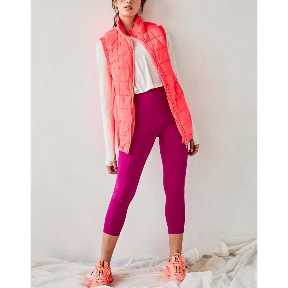 NWT FP Movement Piper Packable Vest / Neon Coral